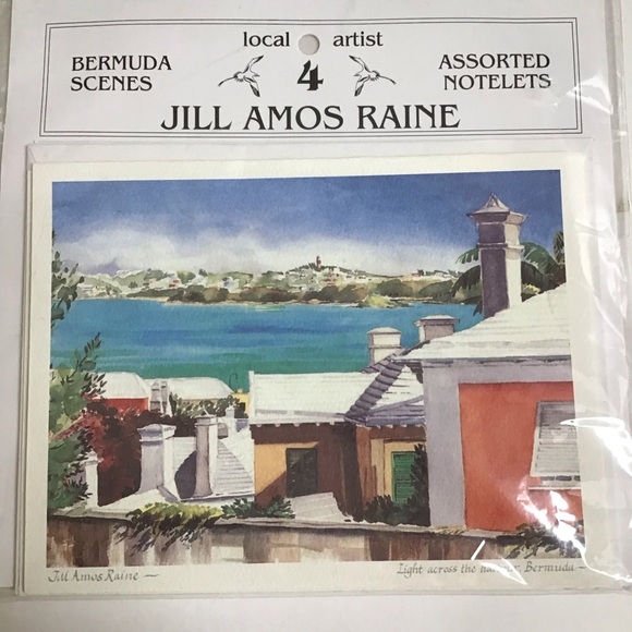 Jill Amos Raine Bermuda Artist Watercolor Scenes SET OF 4 Notelets Assorted NEW - Picture 14 of 14